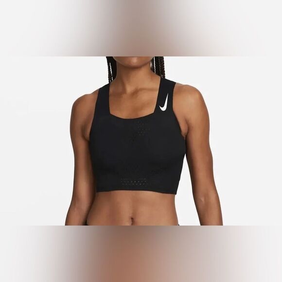 Nike Dri-FIT ADV AeroSwift Women's Running Crop Top DM8728 Black Size XL - Picture 1 of 4